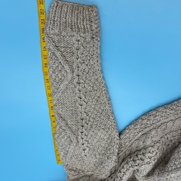 Fisherman’s Hooded 100% Wool Sweater Women’s Gray Large By Yarnia - Picture 9 of 9